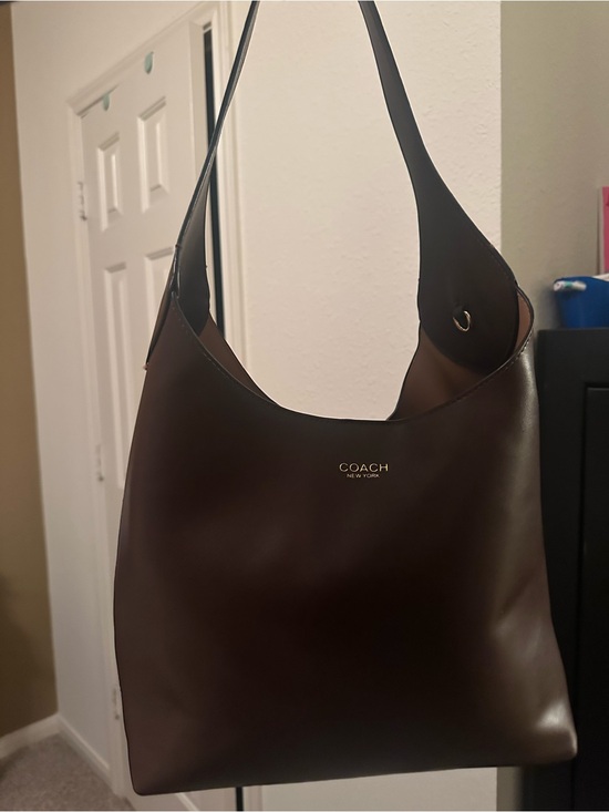 Coach Handbags - Coach Dark Brown Leather Shoulder Hobo